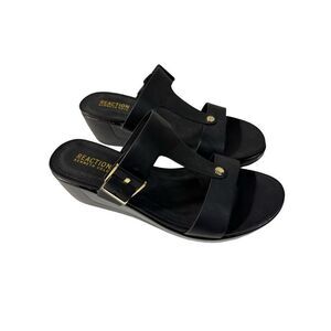 REACTION Black Pepea Buckle Sandles with gold detail, size 9